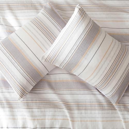 Amazon Basics 3-Piece Comforter Set Queen Beige Striped – Jacquard All-Season