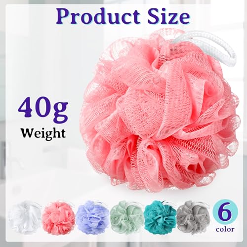 Umigy 36 Pcs Bath Sponge Shower 40g Loofahs Bulk Bath Luffas Exfoliating Body Scrubber Pack Soft Colorful Mesh Balls Puff Bathing Accessories for Men and Women Exfoliating Sponge