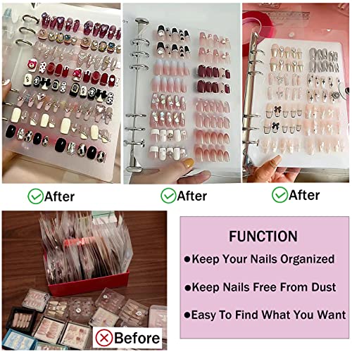 Press On Nail Organizer Storage Book with 6 Pages & Tape