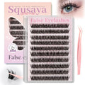 Self Adhesive Eyelashes Natural Lash Clusters kit Pre Glued Eyelash Clusters Wispy C-curly No Glue Needed 120 pcs Reusable Cluster Eyelash Extensions 14-16mm With Tweezers - NATURAL CHARM