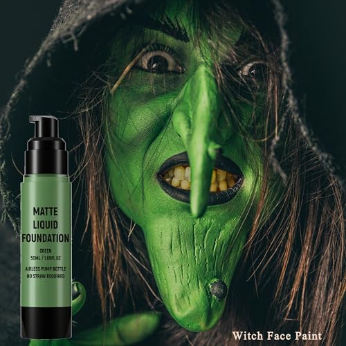 Green Face Body Paint Liquid Foundation - Halloween Witch Makeup