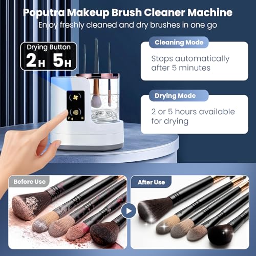 Poputra Electric Makeup Brush Cleaner with Auto Dryer & Storage