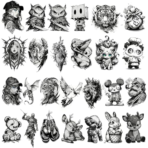26 Waterproof Temporary Tattoos,4.7 Inches Each.Suitable for Adults and Children,for Use On Chest,Shoulders,Arms,and Legs.Realistic Halloween-Themed Designs.