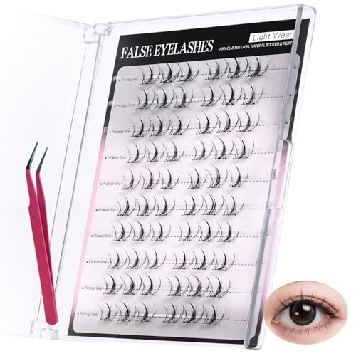 Glue-Free Cluster Eyelashes - 12MM Natural Wispy Lashes