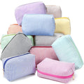 Sanwuta 12 Pcs Seersucker Cosmetic Bags, Striped Makeup Pouches Bulk