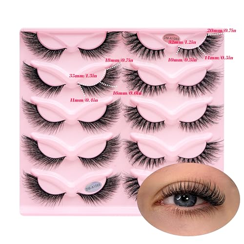 3D Faux Mink Lashes 10 Pairs - Fluffy Wispy Cat Eye & Fox Eye