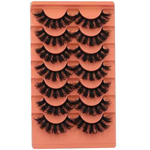 Mink Lashes Fluff False Eyelashes 20-22mm Dramatic Full Wispy Eye Lashes 8D Volume Curly Fake Eyelashes 7 Pairs Faux Mink Lashes Multipack by TOOCHUNAG
