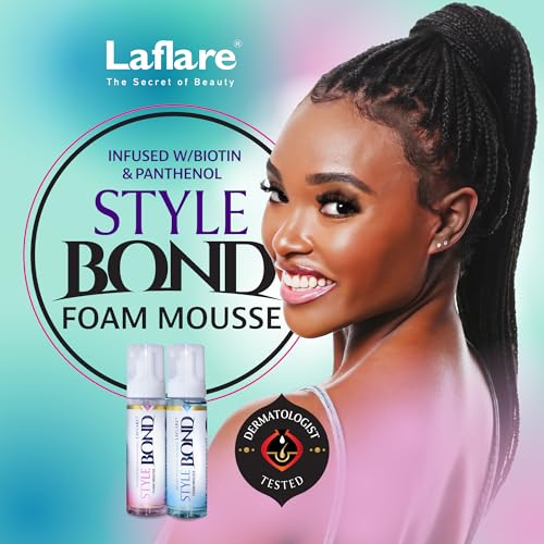 Laflare New Travel Size Mousse Foam - Hair Styling, Shine and Volume Mousse for Braid and Locs (Musk)