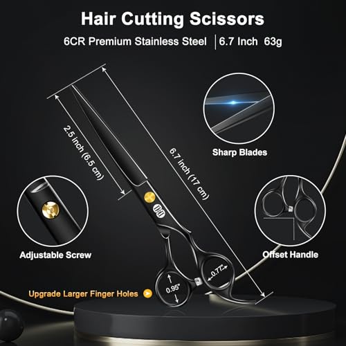 CIICII 6.7" Professional Hair Cutting Scissors Set – Barber Shears Kit