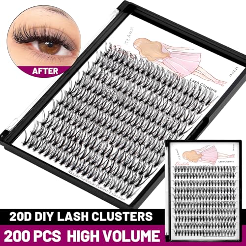 20D-12mm D Curl Cluster Lashes Individual False Eyelashes