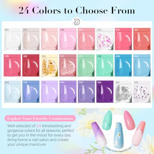 AZUREBEAUTY Dip Powder Nail Starter Kit with Electric Nail Drill, 24 Colors