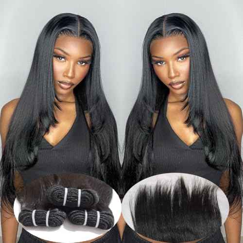 Straight Bundles Human Hair 12A Human Hair Bundles 10 12 14 Inch Straight Human Hair 3 Bundles Brazilian Hair Bundles Deals Human Hair Virgin Raw Bundles Human Hair Extensions Natural Color