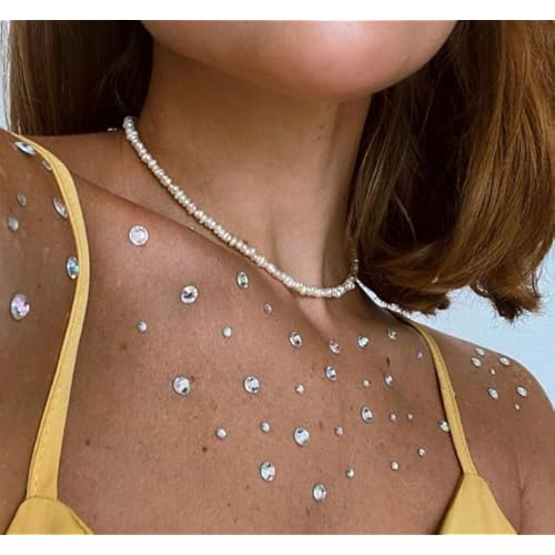Crystal Rhinestones Face Gems Jewels Stick on for Women Clear Drops and Stars Self-Adhesive Long Lasting Reusable Gems Stickers for Hairs Eye Body Easter Egg Decor (Clear Drops)