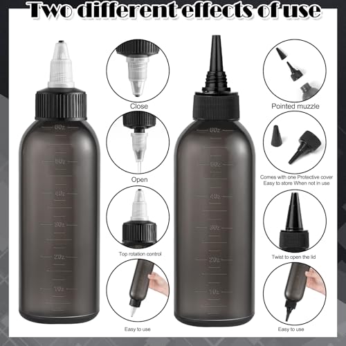 Hair Dye & Oil Applicator Bottle with Dual Caps - Black, 1 Pack - Reusable & Precise