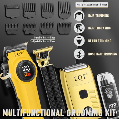 Professional Hair Clippers for Men, Cordless Hair Clipper and Trimmers Set with Electric Dual Foil Shaver & Nose Trimmer,LED Display,All-in-One Grooming Kit for Home,Barber & Travel, Gifts for Men