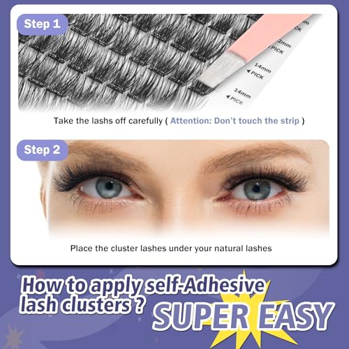 Self Adhesive Eyelash Clusters, 156 PCS Mixed 8-16mm