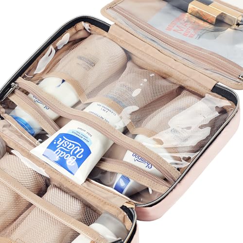NISHEL Hanging Travel Toiletry Bag for Women, Pink