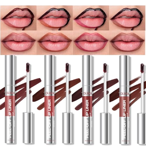 4Pcs Peel Off Lip Liner Stain Set - Waterproof Matte