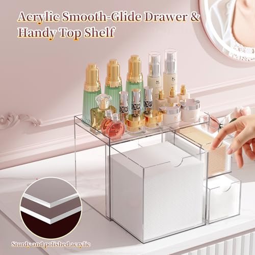 Clear Acrylic Facial Towel Organizer with 3 Drawers