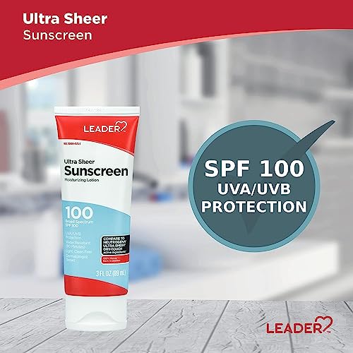 Leader Travel Sunscreen SPF 100+ - Water-Resistant, Dry-Touch Lotion, 3 oz (Variation 1)