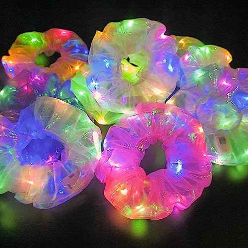 Light Up Scrunchies Hair Tie, LED Scrunchy Hair Elastic for Women & Girls, Glow in the Dark Party Supplies Party Favor Festival Rave Accessories for Neon Glow Party