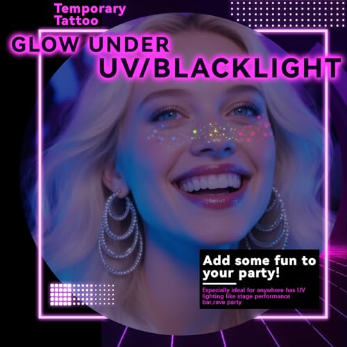 UV Glow Freckle Tattoo Stickers - 6pc Rainbow Star Set