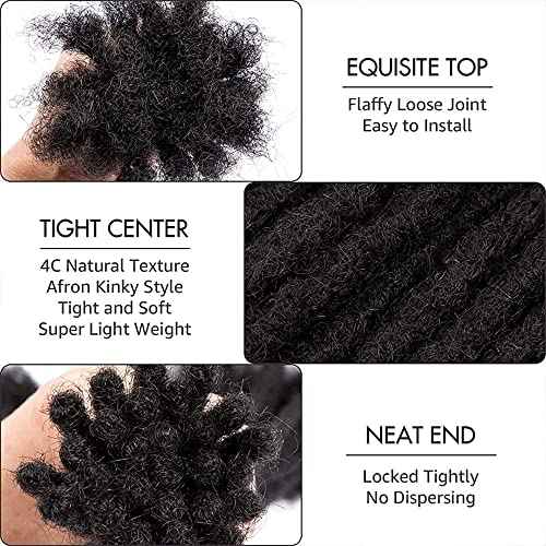 Loc Extensions Human Hair Dreadlock Extensions for Men/Women 6 inch 40 Strands 100% Natural Black Full Handmade Permanent Real Human Hair Can Be Dyed and Bleached (6Inch/60 locs£¬Natural Black/0.8cm)
