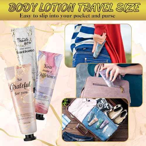 72pcs Mini Body Lotion Bulk Christmas Stocking Stuffers Inspirational Employee Appreciation Team Gifts for Women Travel Size Dry Skin Hand Cream Lotion for Teachers Day Christmas Staff Coworker Women