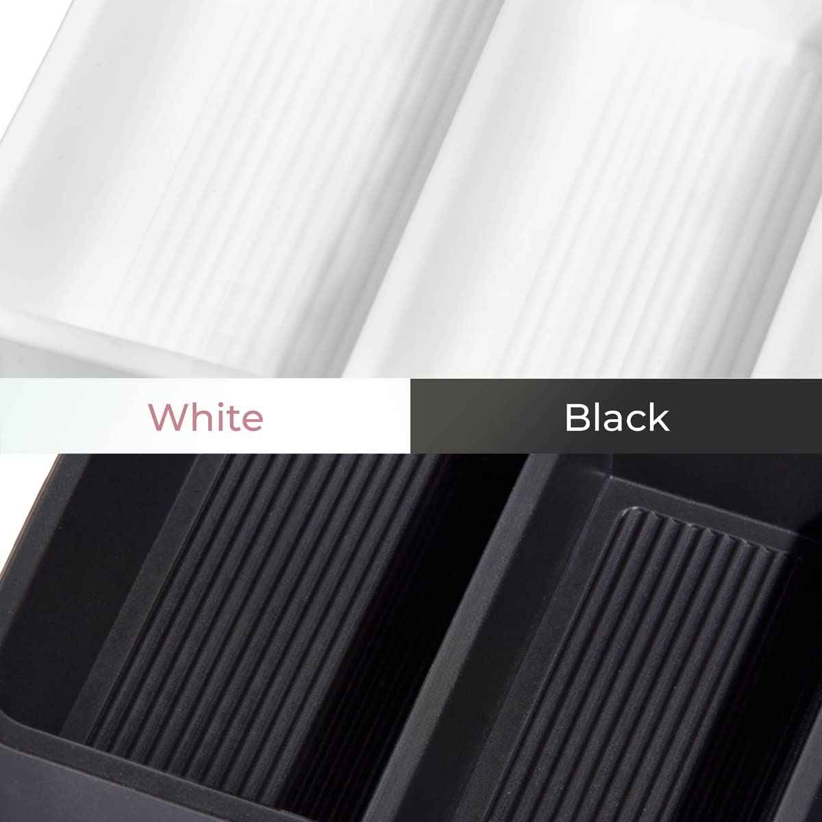 iDesign The Sarah Tanno Collection 4 Slot Silicone Cosmetic Drawer Organizer, Black