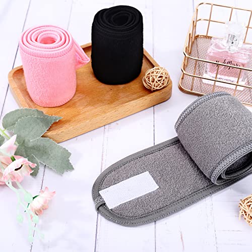 Whaline Spa Facial Headbands 3-Pack - Soft Adjustable Towels for Face & Yoga