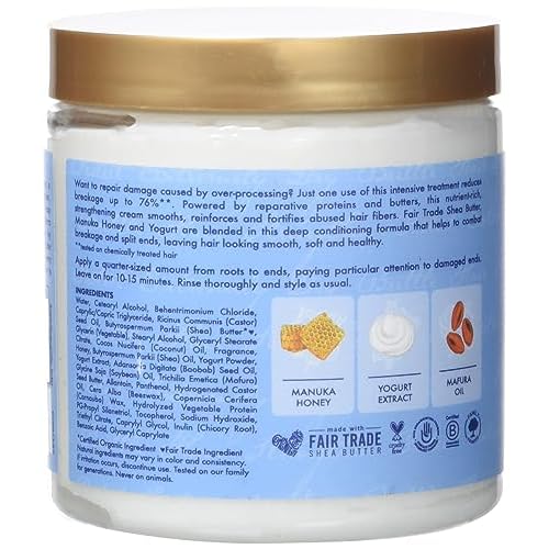 Shea Moisture Manuka Honey and Yogurt Hydrate Plus Repair Protein Power for Unisex Treatment, 8 Ounce