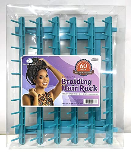 Foldable 60 Spool Braiding Hair Rack - Turquoise