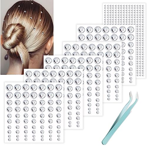 Hair Gems Rhinestone Stickers with Tweezers - 800 Piece Set