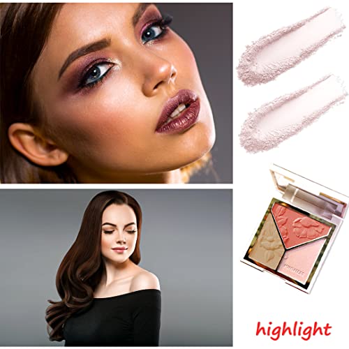 3-in-1 Highlighter Palette – Contour, Blush & Glow Kit