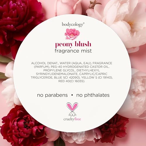 Bodycology Peony Blush Fragrance Body Mist 8oz - Long Lasting Floral & Fruity Scent