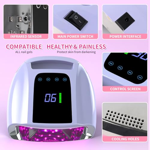 ANGNYA 96W LED Nail Lamp UV Gel Dryer with Dual Light