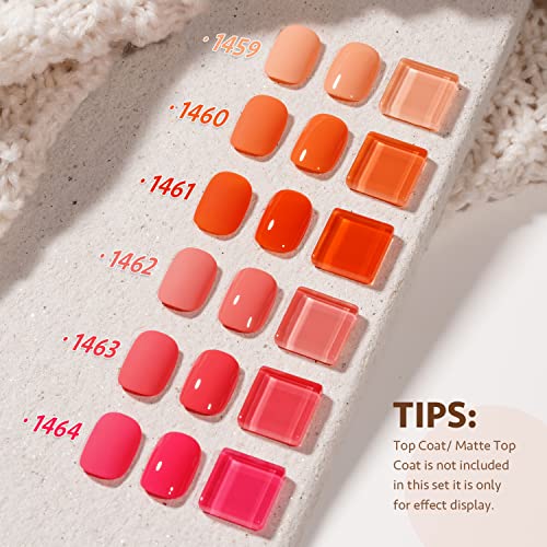 GAOY Coral Orange Gel Nail Polish, Pink Red Neon Gel Polish Kit for Salon Gel Manicure and Nail Art DIY at Home, Halloween Gifts for Women