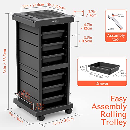 TASALON 6-Tray Rolling Salon Trolley Cart