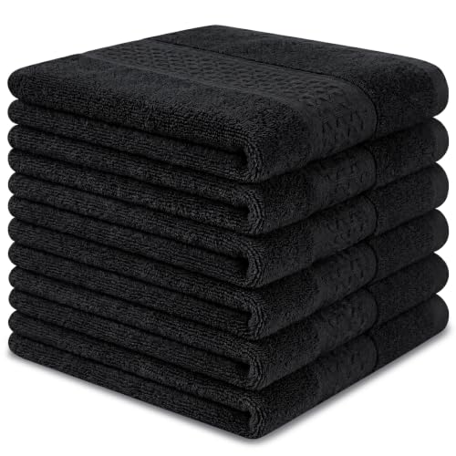 Cotton Washcloths 6-Pack, 13x13 Inch, Black, Absorbent