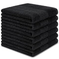 Cotton Washcloths 6-Pack, 13x13 Inch, Black, Absorbent