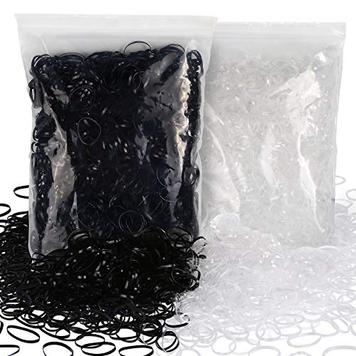 4000 Pcs Clear & Black Mini Hair Elastics for Toddlers & Kids - Strong, Stretchable Ponytail Bands