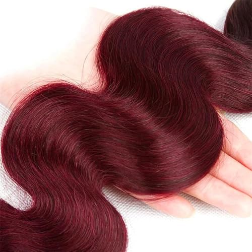 99J Burgundy Human Hair Bundles Body Wave 26 Inch 12A Wine Red Double Weft Brazilian Bundles Human Hair Extensions 1 Pack