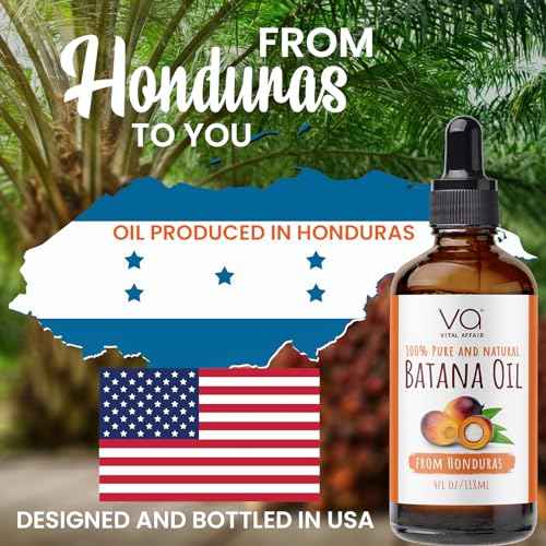 VITAL AFFAIR Batana Oil-Hair Growth Oil-4 Fl Oz-Glass Bottle-Cold Pressed-100% Raw-Dr Sebi Recommended-Essential Nutrients-For Women & Men