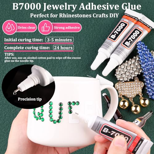 Dark Green Flatback Rhinestones with B7000 Glue for Crafts