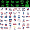 288 Patriotic Temporary Tattoos Glow in Dark - 48 Designs