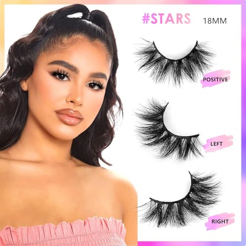 18mm Mink Eyelashes - 3D Fluffy False Lashes (3 Pairs)