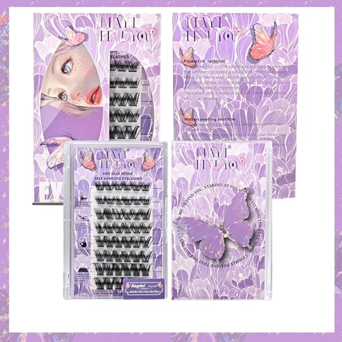 MayIFindYou New 2024 Self Adhesive Eyelashes 48Pcs Reusable Press On Lashes No Glue Needed Self Adhesive Lash Clusters Pre-Glued Eyelashes DIY Lash Extension for Beginners (D-8-16MIX, A01 Ragdoll)