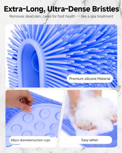 VIWU Extra Large Silicone Shower Foot Scrubber Mat & Massager (21.3" x 14")
