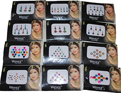 Indian Bindi Self Adhesive Stickers 12-Pack Reusable
