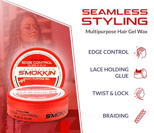 INNOVATION SMOKKIN Strong Hold Hair Gel, Edge Control, Braiding Gel, Locking & Twist Styling Wax, Versatile Styling Locking Gel Applicable To Diverse Hair Types. Delicious Fragrance.